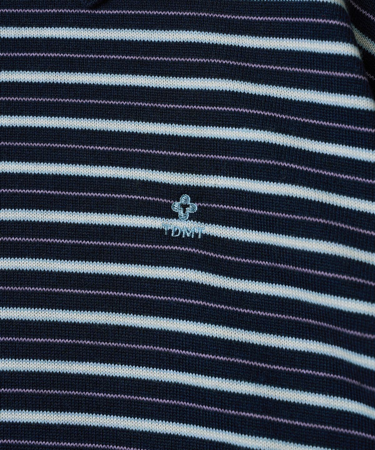 튜드먼트(TTUDEMENT) STRIPE LONG SLEEVE POLO KNIT_NAVY