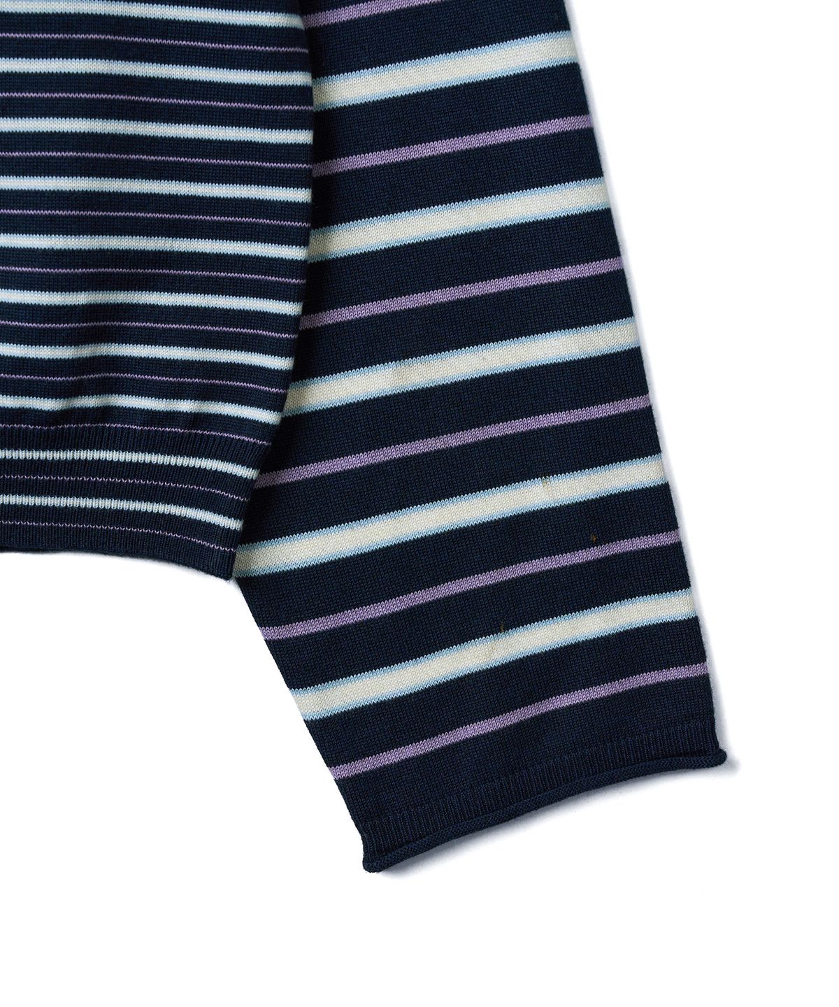 튜드먼트(TTUDEMENT) STRIPE LONG SLEEVE POLO KNIT_NAVY