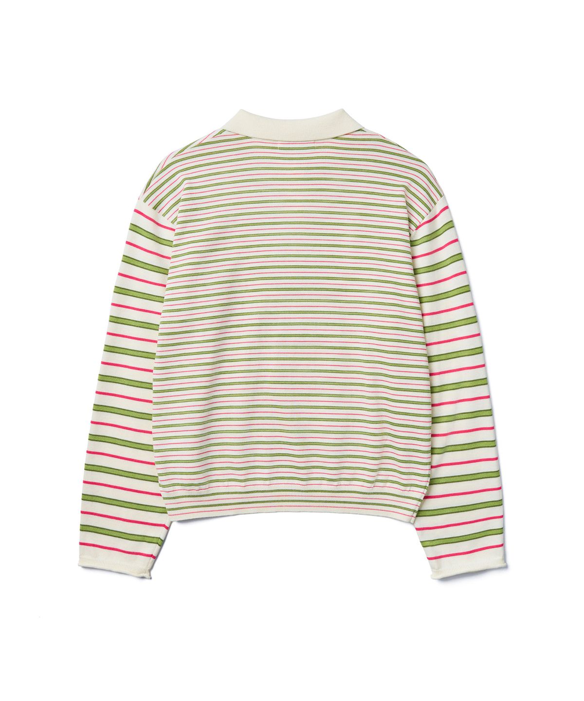 튜드먼트(TTUDEMENT) STRIPE LONG SLEEVE POLO KNIT_IVORY