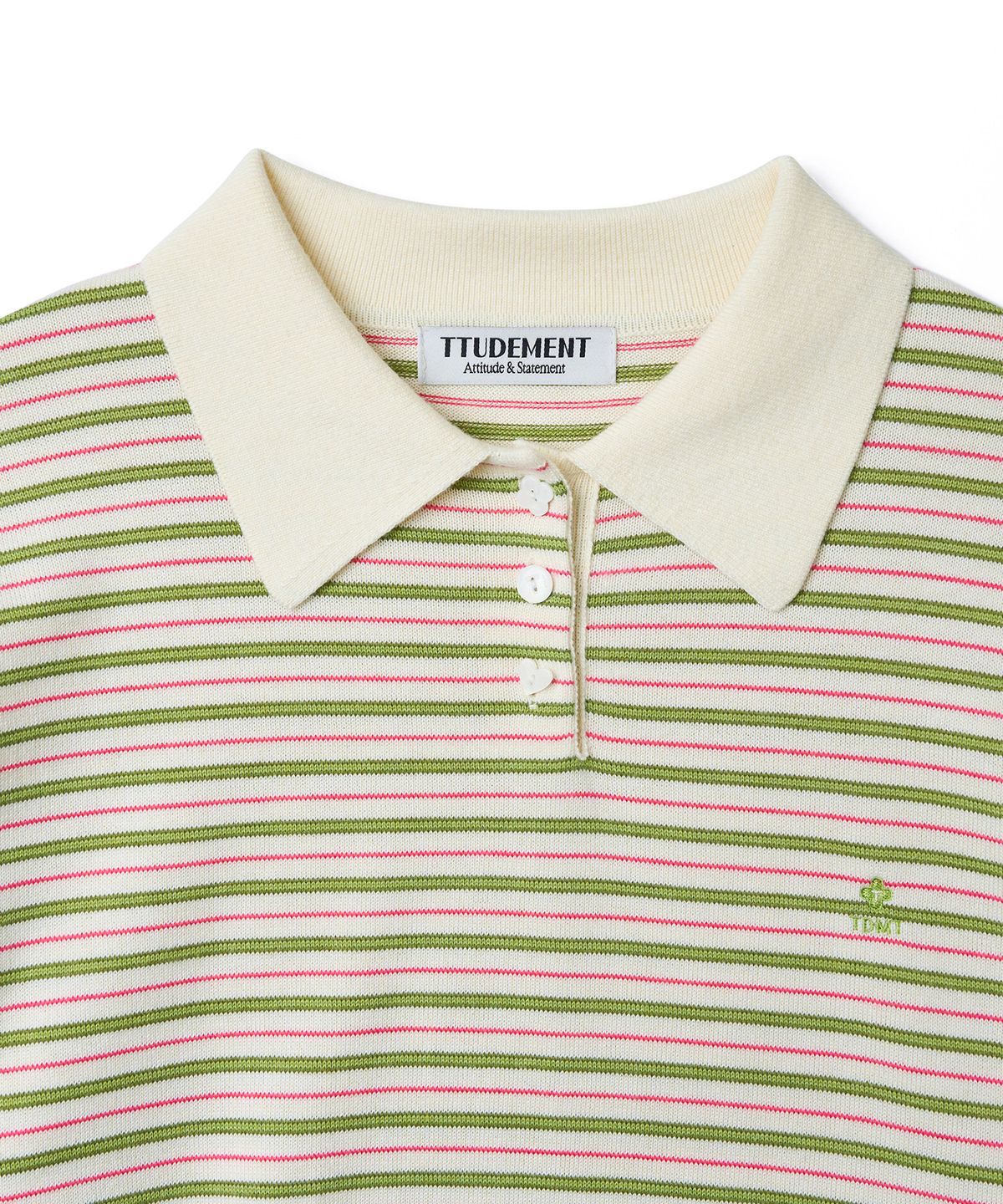 튜드먼트(TTUDEMENT) STRIPE LONG SLEEVE POLO KNIT_IVORY