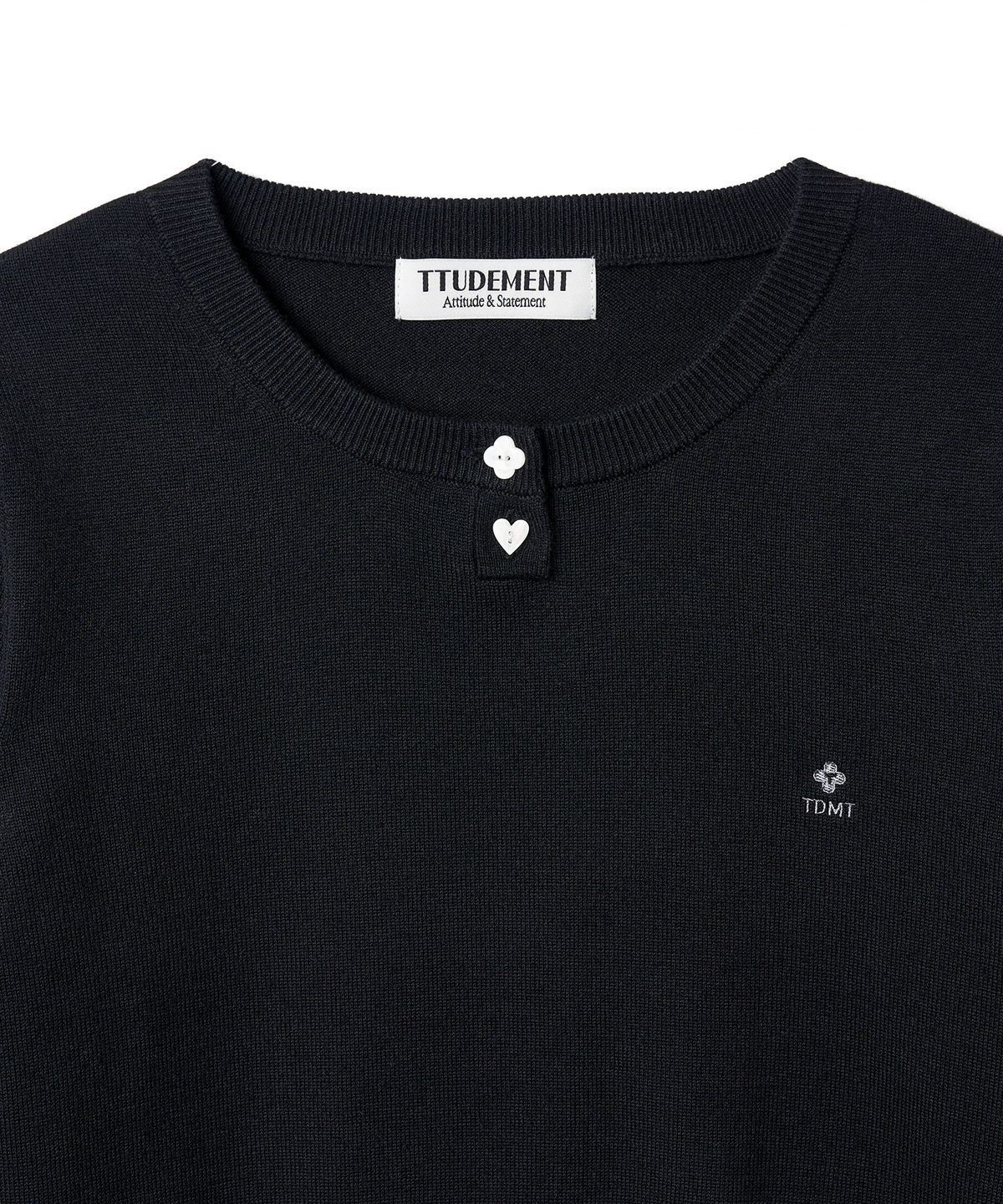 튜드먼트(TTUDEMENT) DAILY 3/4 SLEEVE KNIT TOP_BLACK