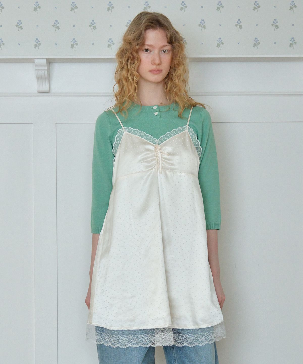 튜드먼트(TTUDEMENT) DAILY 3/4 SLEEVE KNIT TOP_GREEN