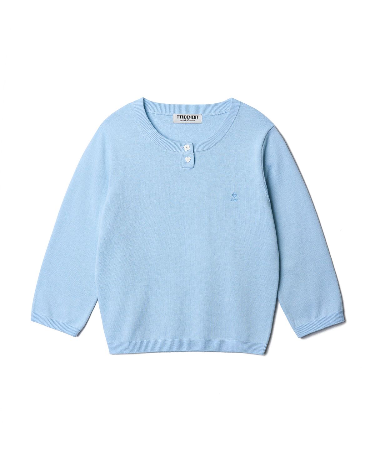 튜드먼트(TTUDEMENT) DAILY 3/4 SLEEVE KNIT TOP_LIGHT BLUE