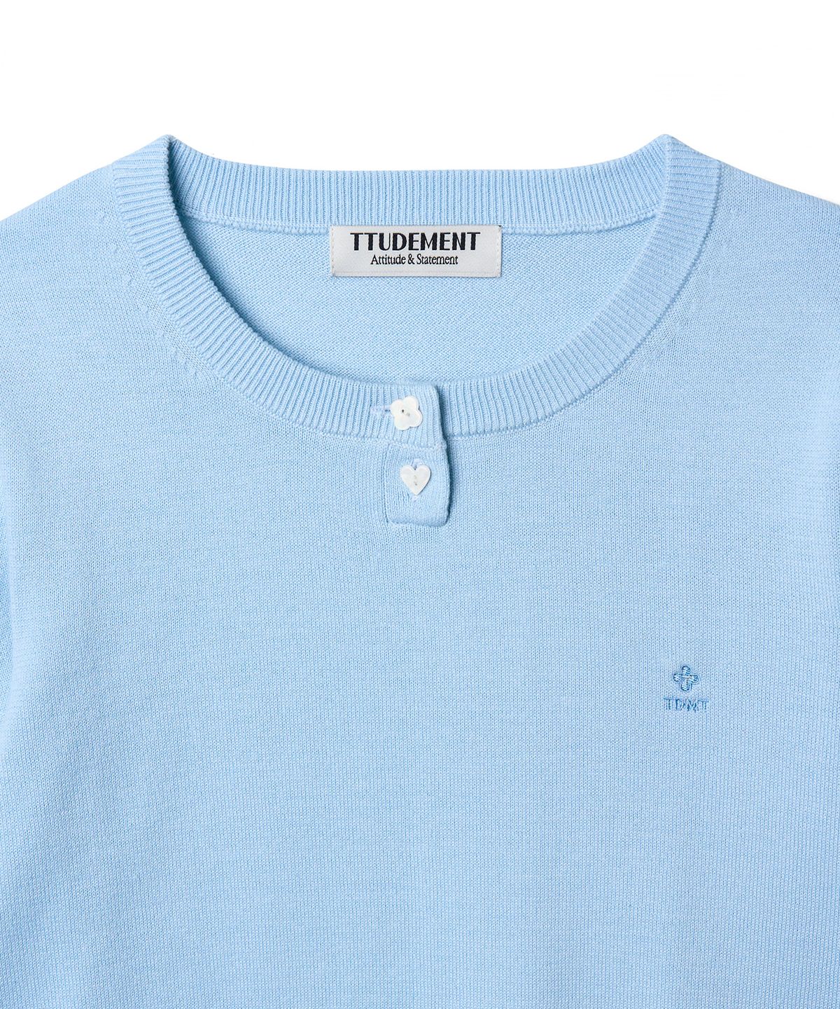 튜드먼트(TTUDEMENT) DAILY 3/4 SLEEVE KNIT TOP_LIGHT BLUE