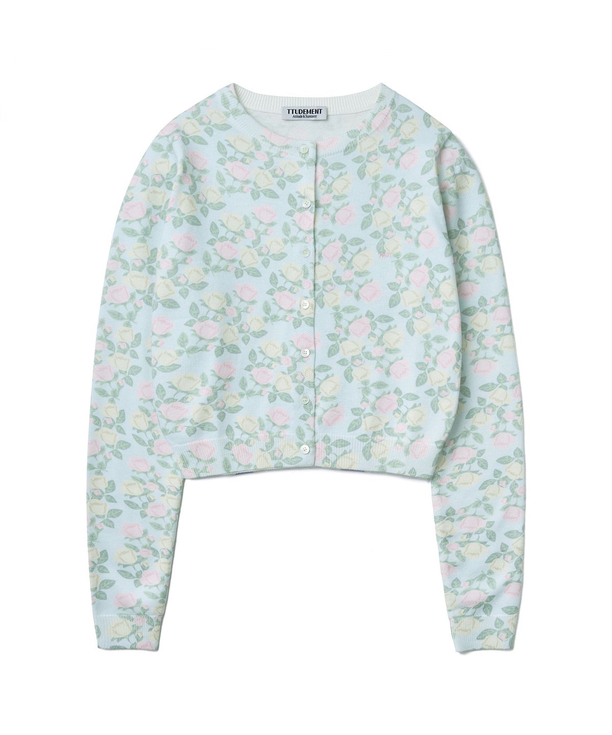 튜드먼트(TTUDEMENT) ROSE PRINTED CARDIGAN_LIGHT BLUE