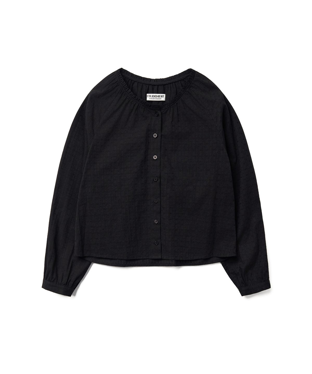 튜드먼트(TTUDEMENT) FRILLED NECK LONG-SLEEVE BLOUSE_BLACK