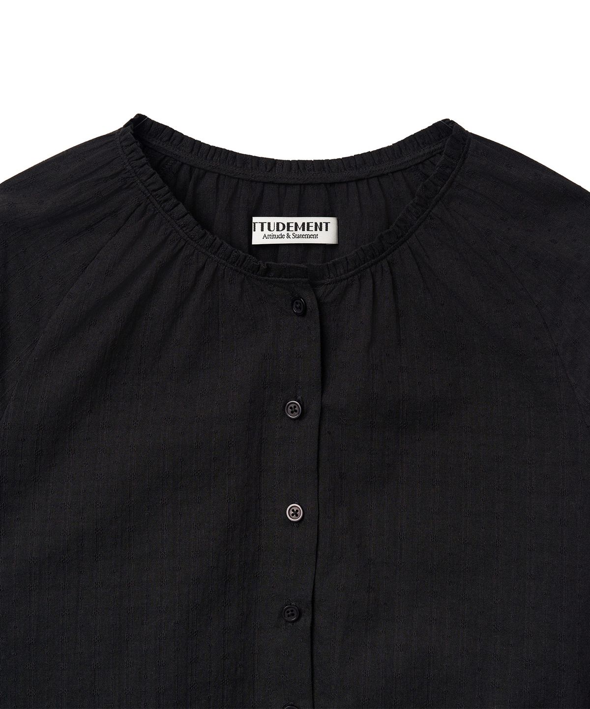 튜드먼트(TTUDEMENT) FRILLED NECK LONG-SLEEVE BLOUSE_BLACK