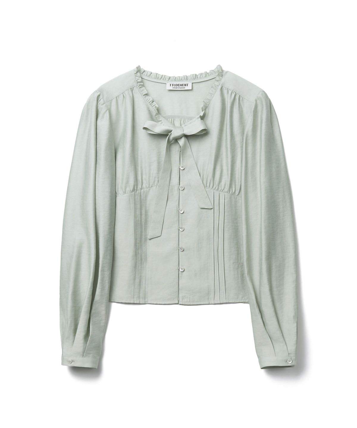 튜드먼트(TTUDEMENT) SATIN TIE BLOUSE_LIGHT MINT