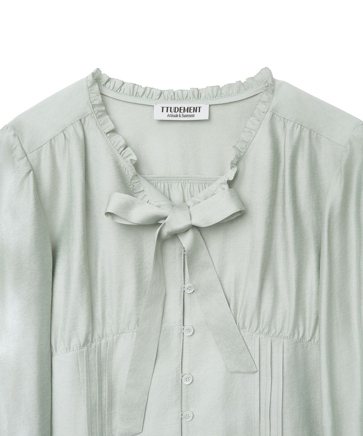 튜드먼트(TTUDEMENT) SATIN TIE BLOUSE_LIGHT MINT