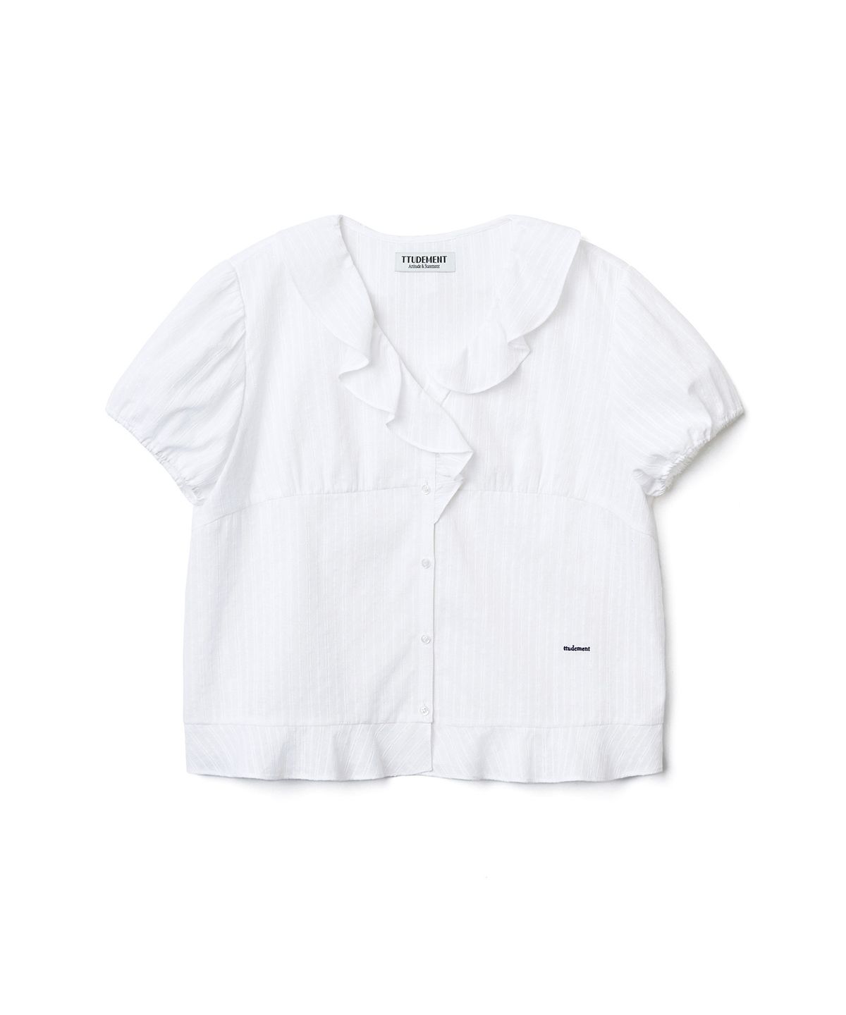 튜드먼트(TTUDEMENT) SHORT-SLEEVE BLOUSE WITH RUFFLED COLLAR_IVORY