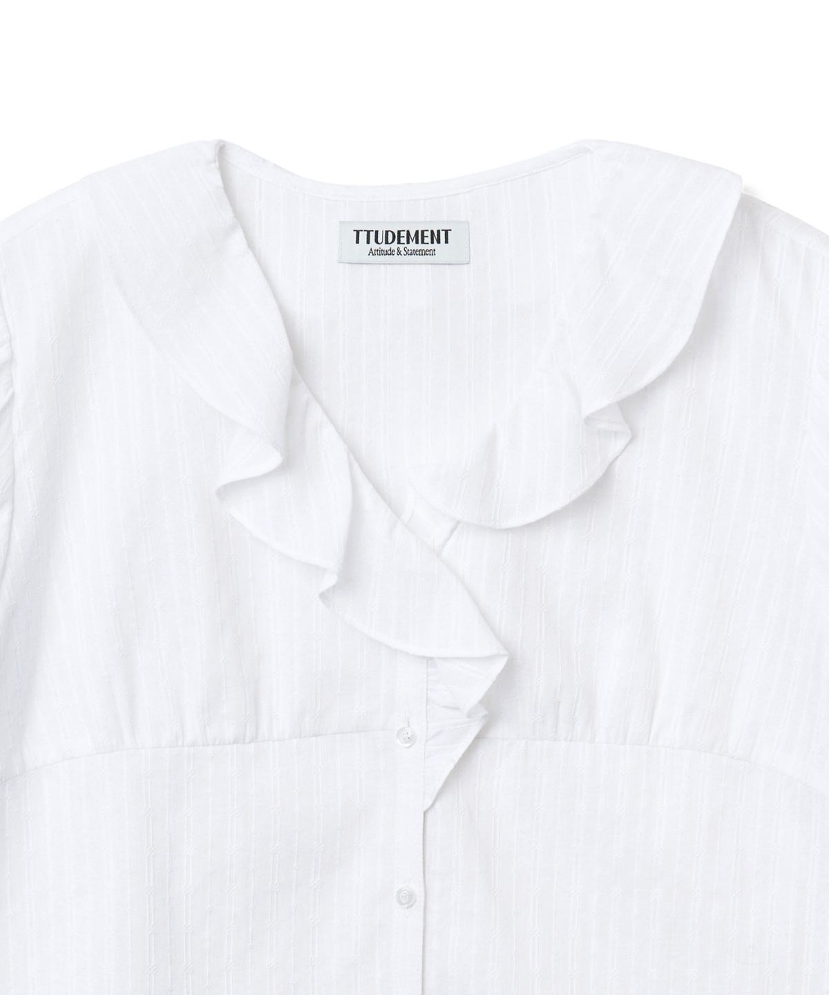 튜드먼트(TTUDEMENT) SHORT-SLEEVE BLOUSE WITH RUFFLED COLLAR_IVORY
