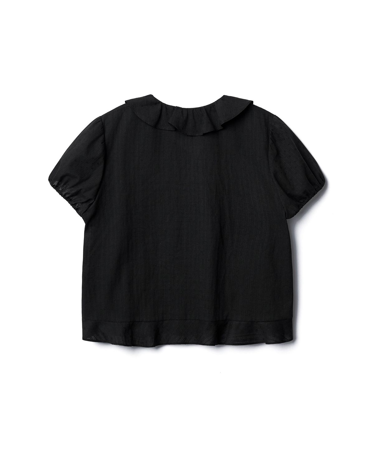 튜드먼트(TTUDEMENT) SHORT-SLEEVE BLOUSE WITH RUFFLED COLLAR_BLACK