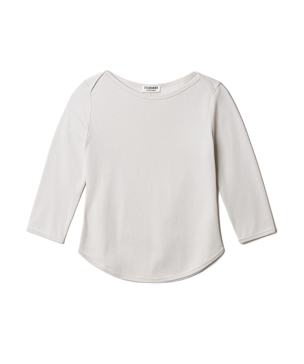튜드먼트(TTUDEMENT) 50s EMBROIDERED 3/4 SLEEVE T-SHIRT_LIGHT GREY