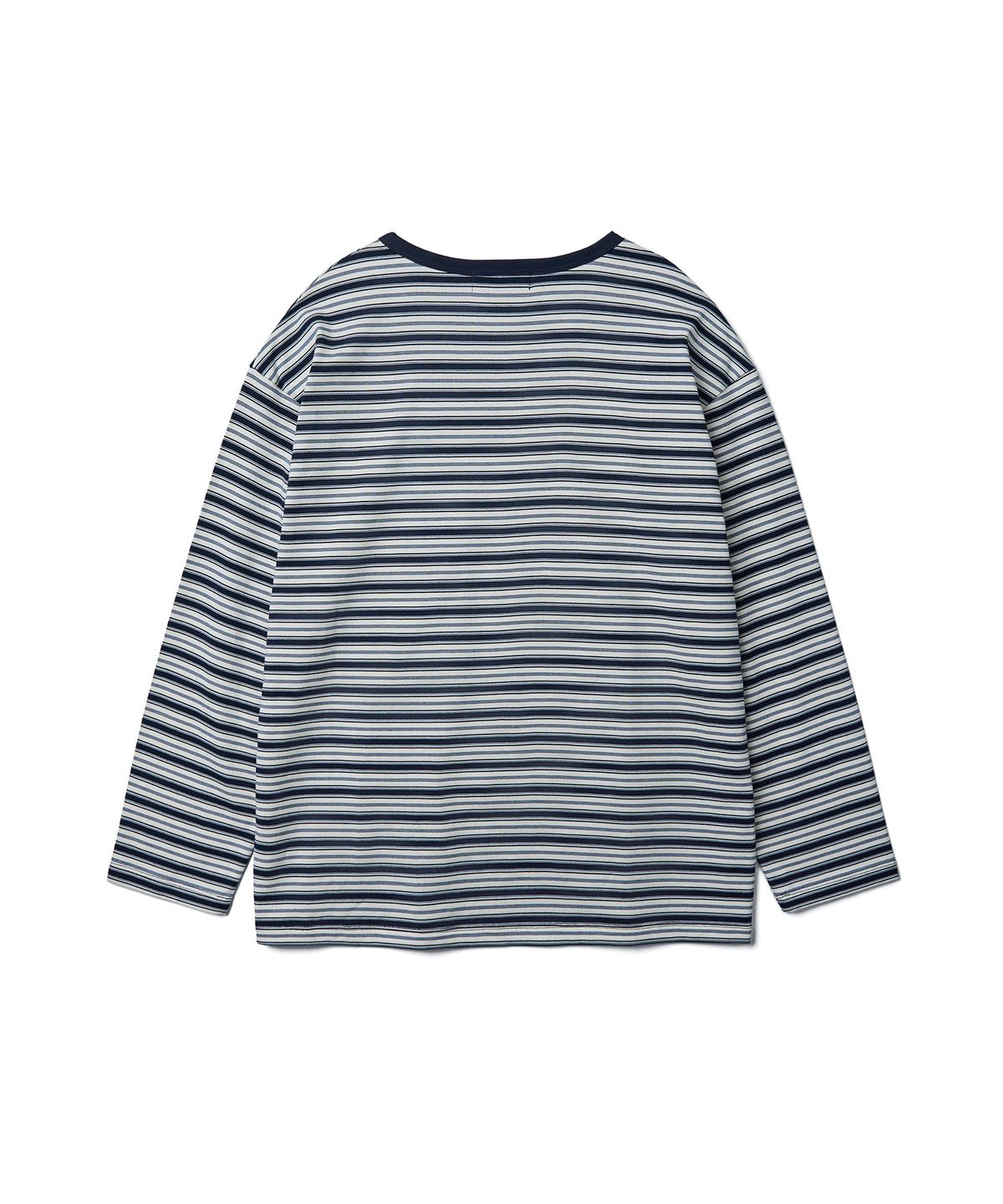 튜드먼트(TTUDEMENT) STRIPED ROUND-NECK T-SHIRT_NAVY