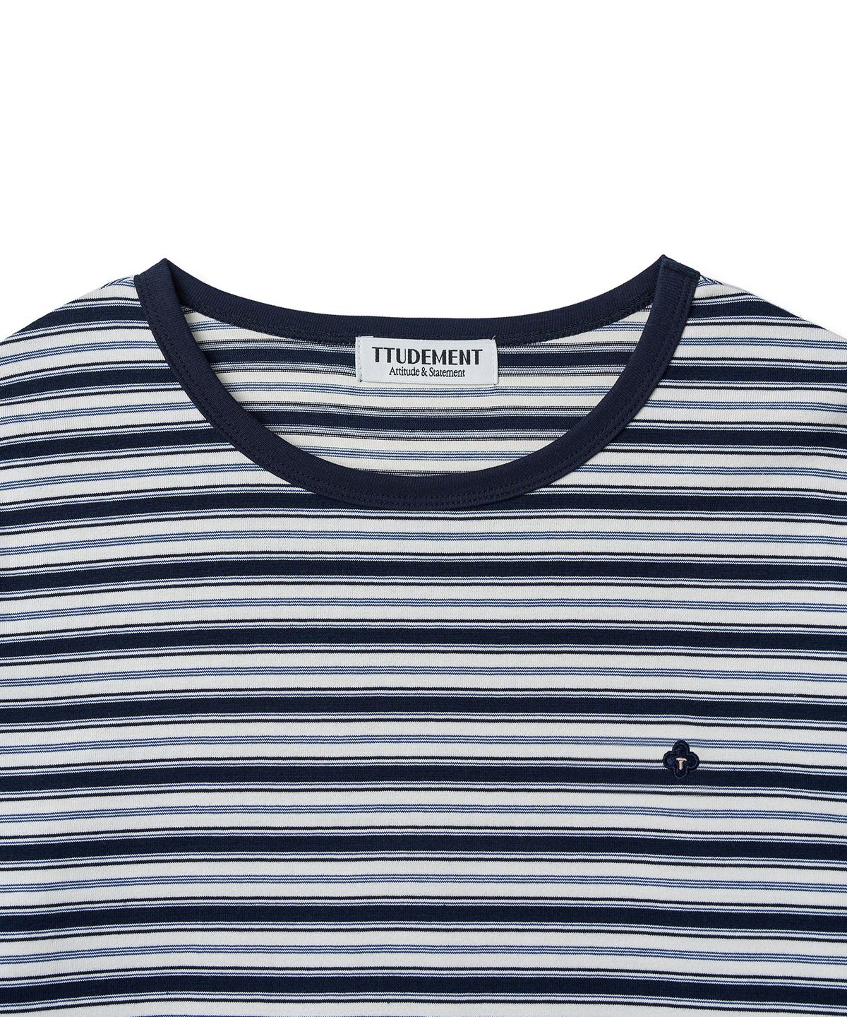 튜드먼트(TTUDEMENT) STRIPED ROUND-NECK T-SHIRT_NAVY