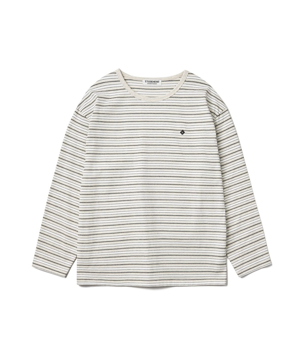 튜드먼트(TTUDEMENT) STRIPED ROUND-NECK T-SHIRT_OATMEAL