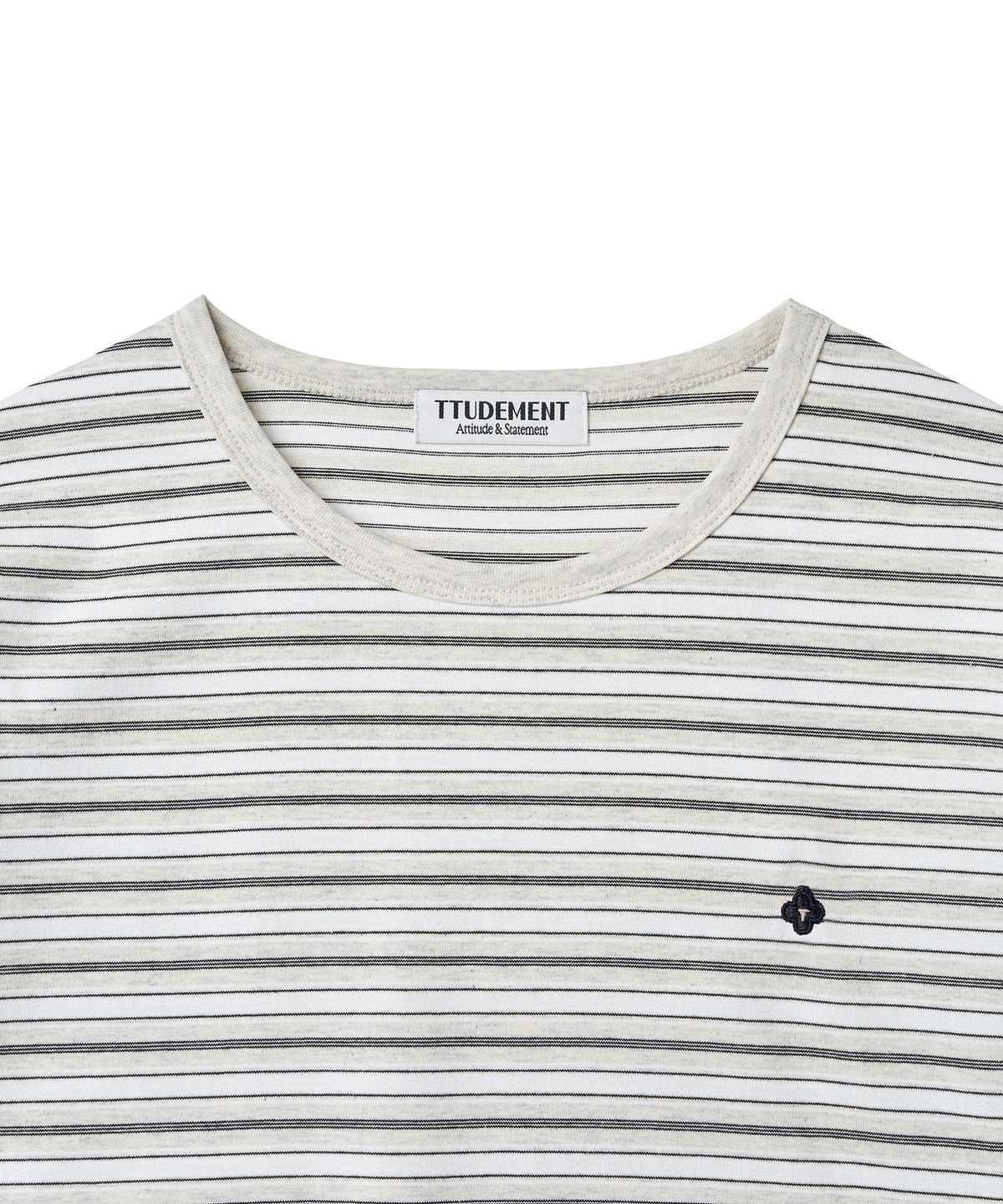 튜드먼트(TTUDEMENT) STRIPED ROUND-NECK T-SHIRT_OATMEAL