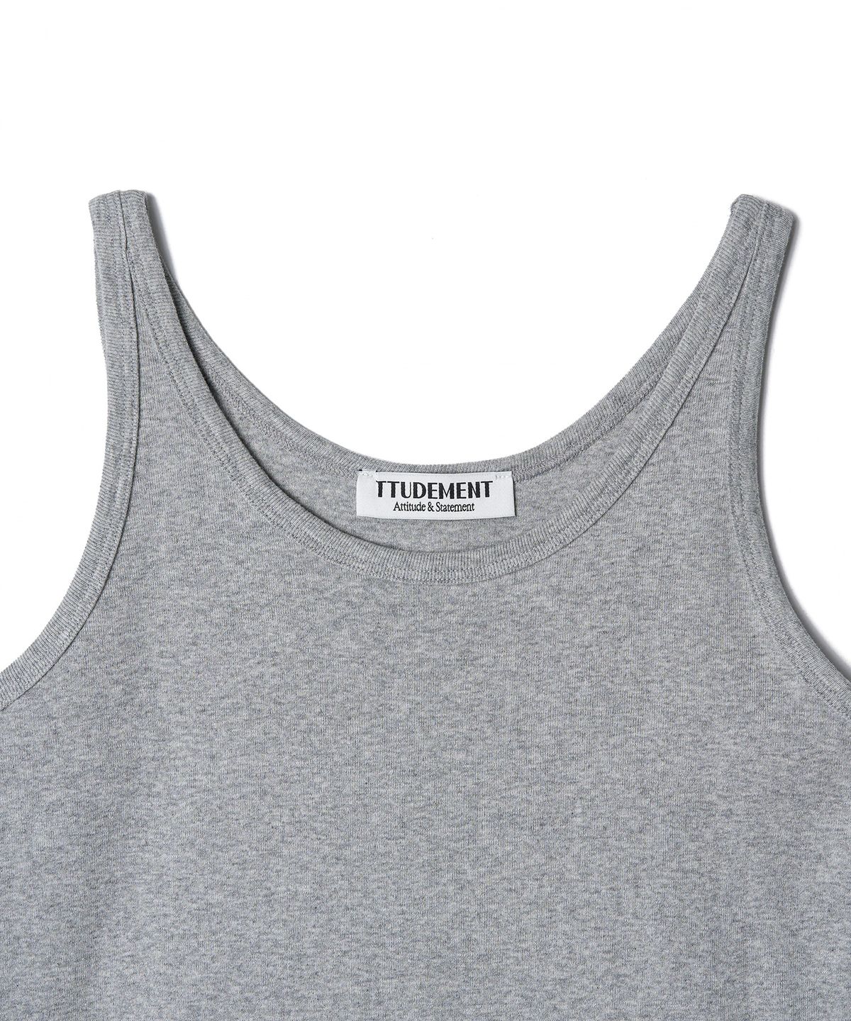 튜드먼트(TTUDEMENT) 50s EMBROIDERED SLEEVELESS T-SHIRT_MELANGE GREY