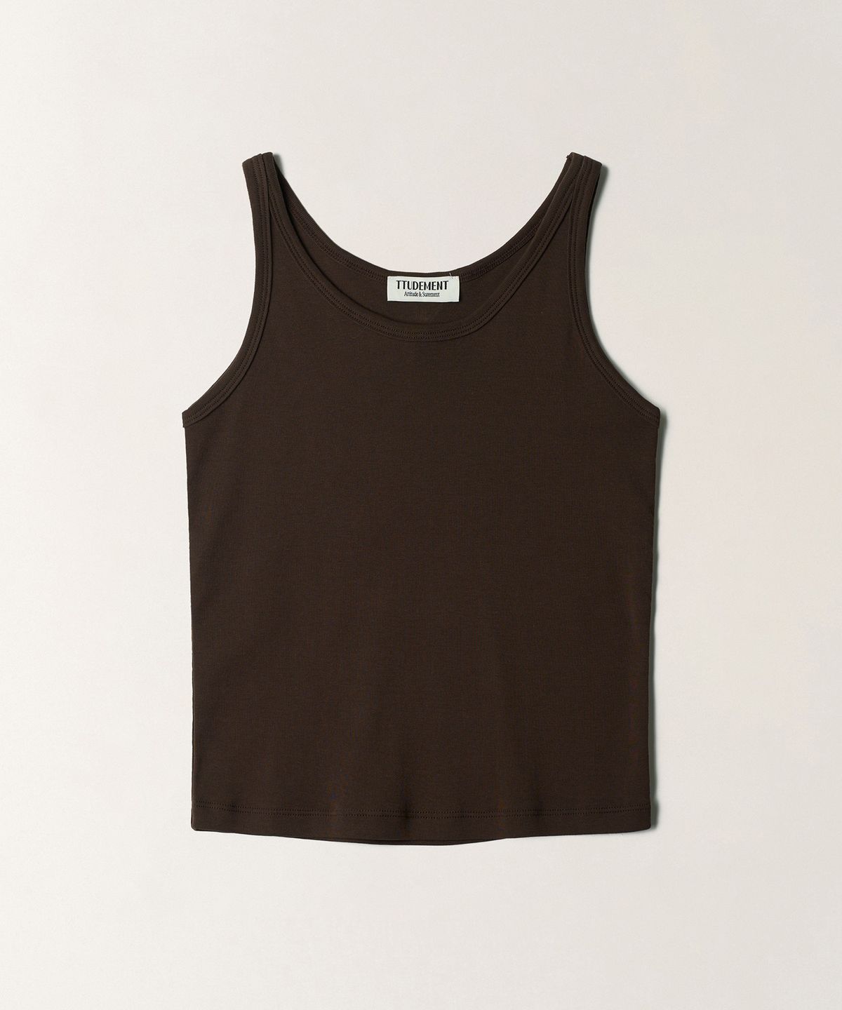 튜드먼트(TTUDEMENT) 50s EMBROIDERED SLEEVELESS T-SHIRT_BROWN