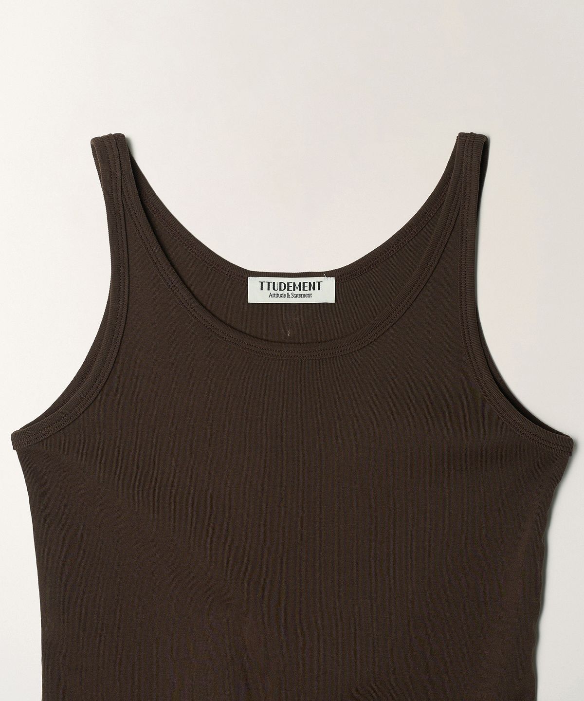 튜드먼트(TTUDEMENT) 50s EMBROIDERED SLEEVELESS T-SHIRT_BROWN