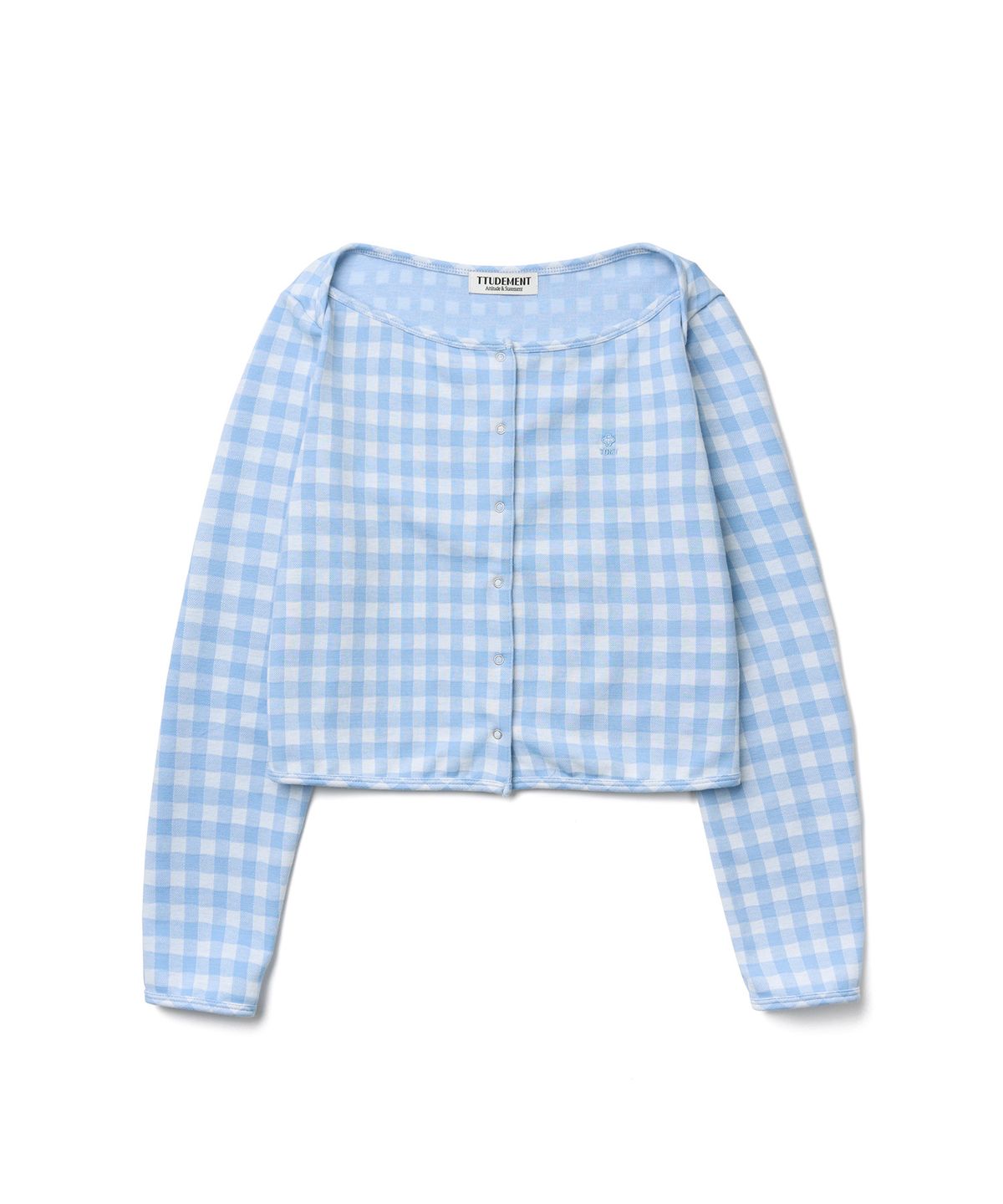 튜드먼트(TTUDEMENT) [SET] GINGHAM CHECK CARDIGAN SET_LIGHT BLUE