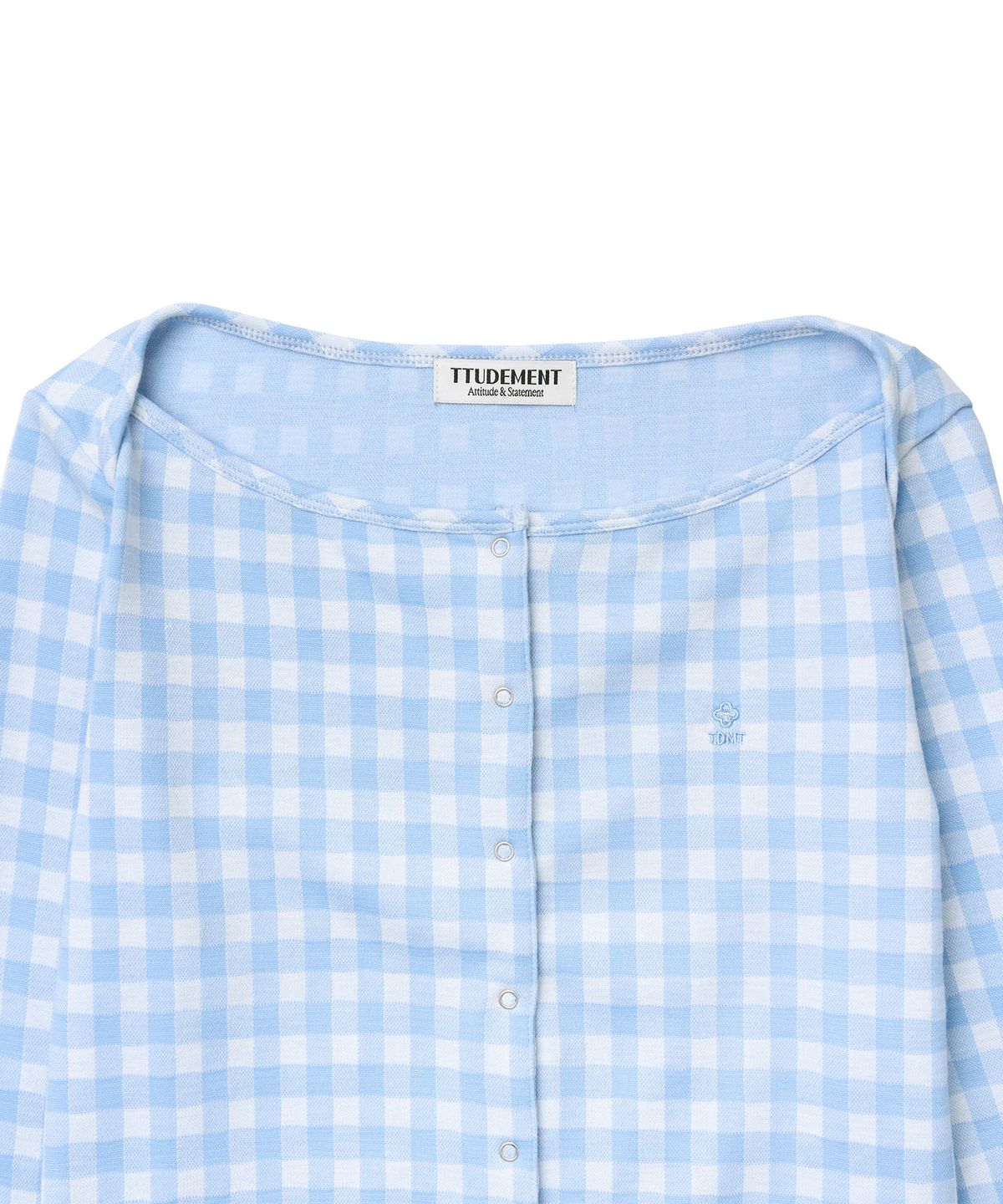 튜드먼트(TTUDEMENT) [SET] GINGHAM CHECK CARDIGAN SET_LIGHT BLUE