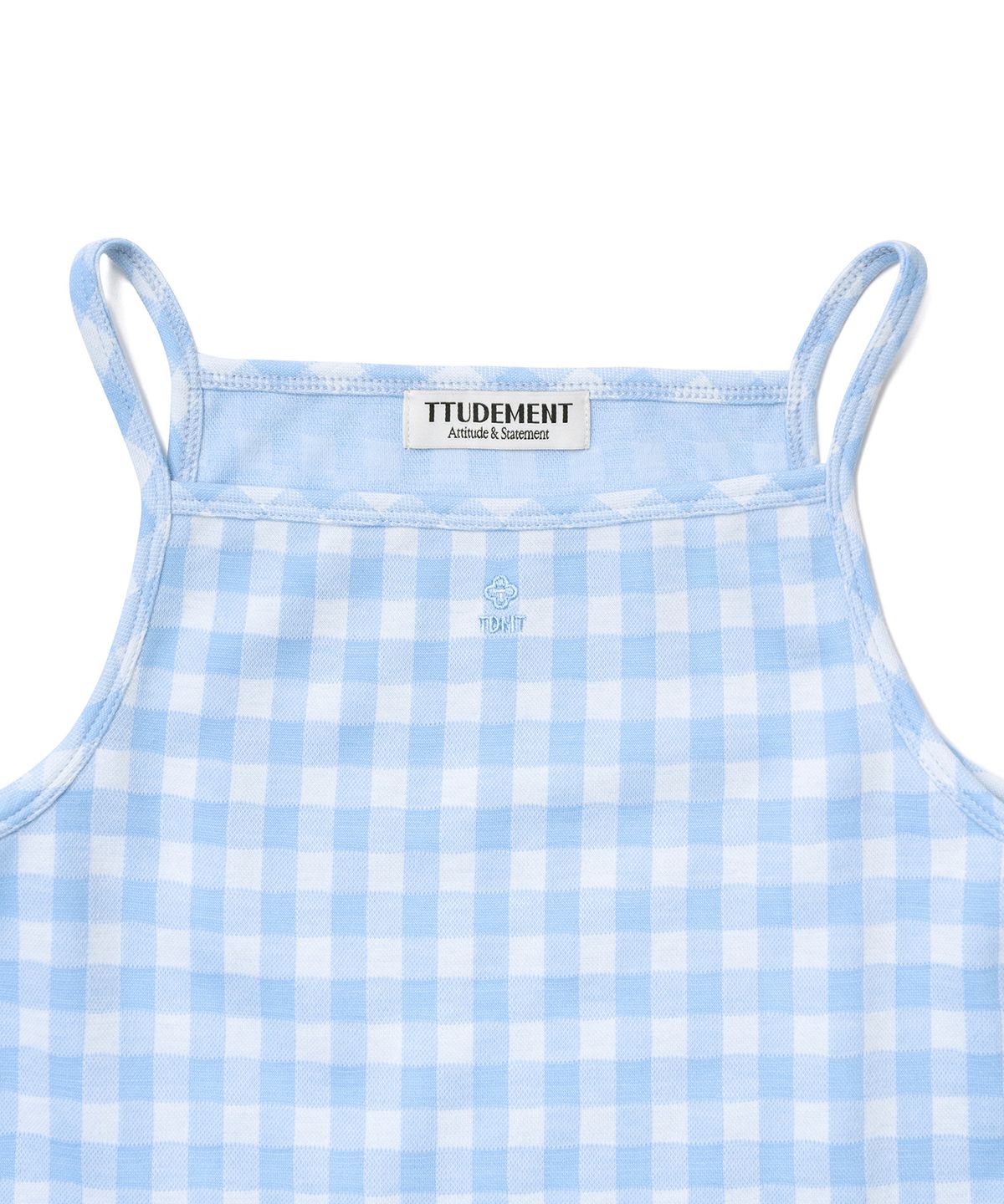 튜드먼트(TTUDEMENT) [SET] GINGHAM CHECK CARDIGAN SET_LIGHT BLUE