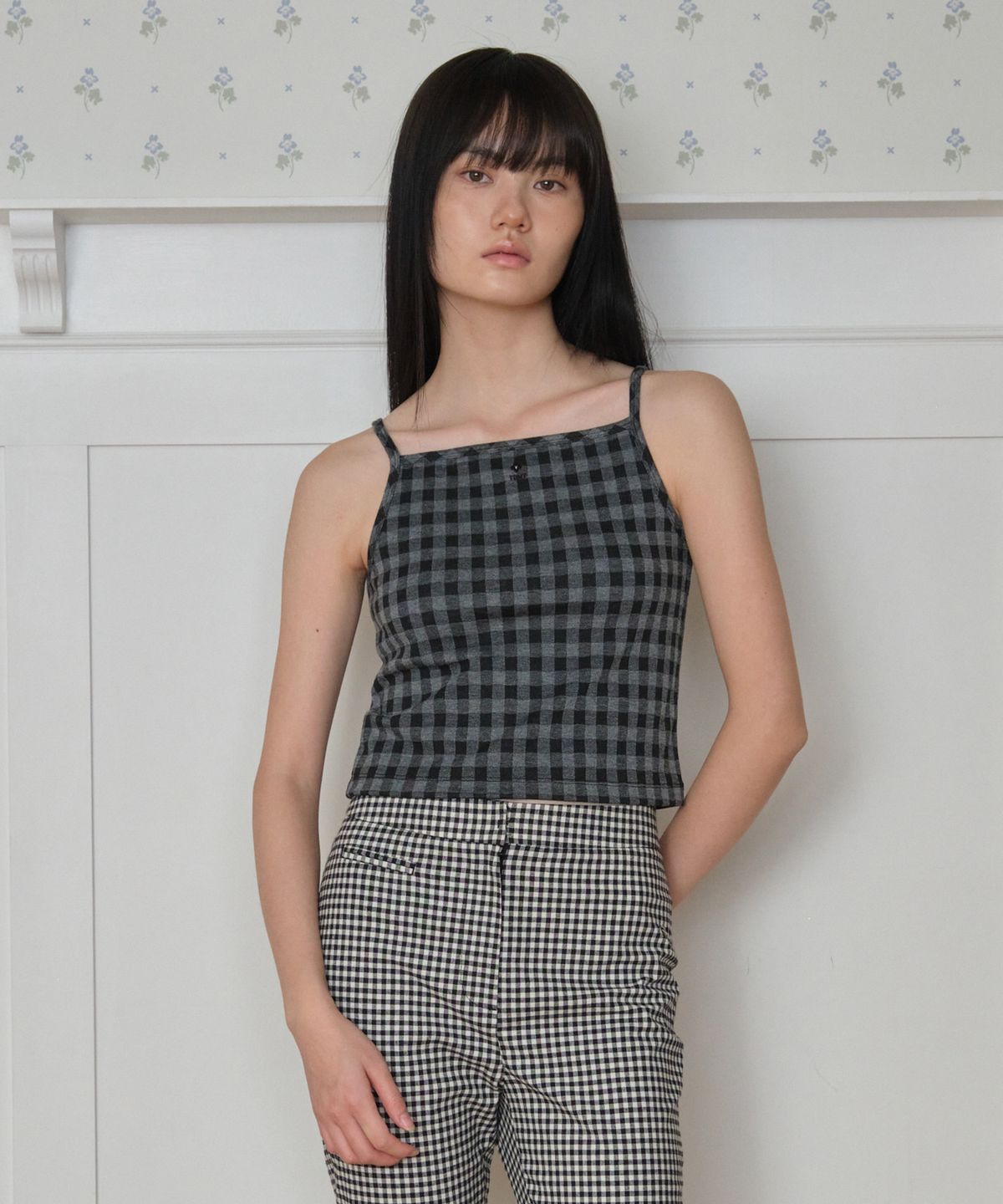 튜드먼트(TTUDEMENT) [SET] GINGHAM CHECK CARDIGAN SET_BLACK