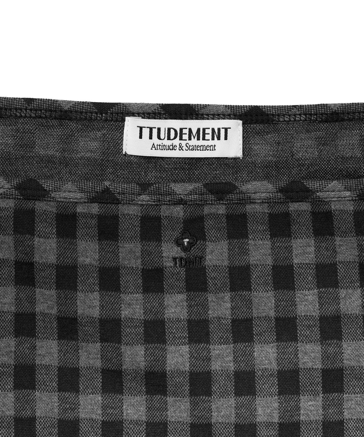 튜드먼트(TTUDEMENT) [SET] GINGHAM CHECK CARDIGAN SET_BLACK