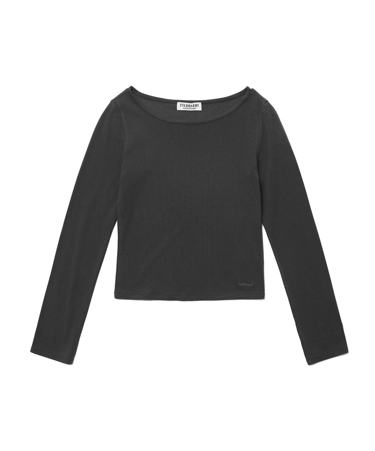 튜드먼트(TTUDEMENT) HALTER-NECK LAYERED T-SHIRT_CHARCOAL