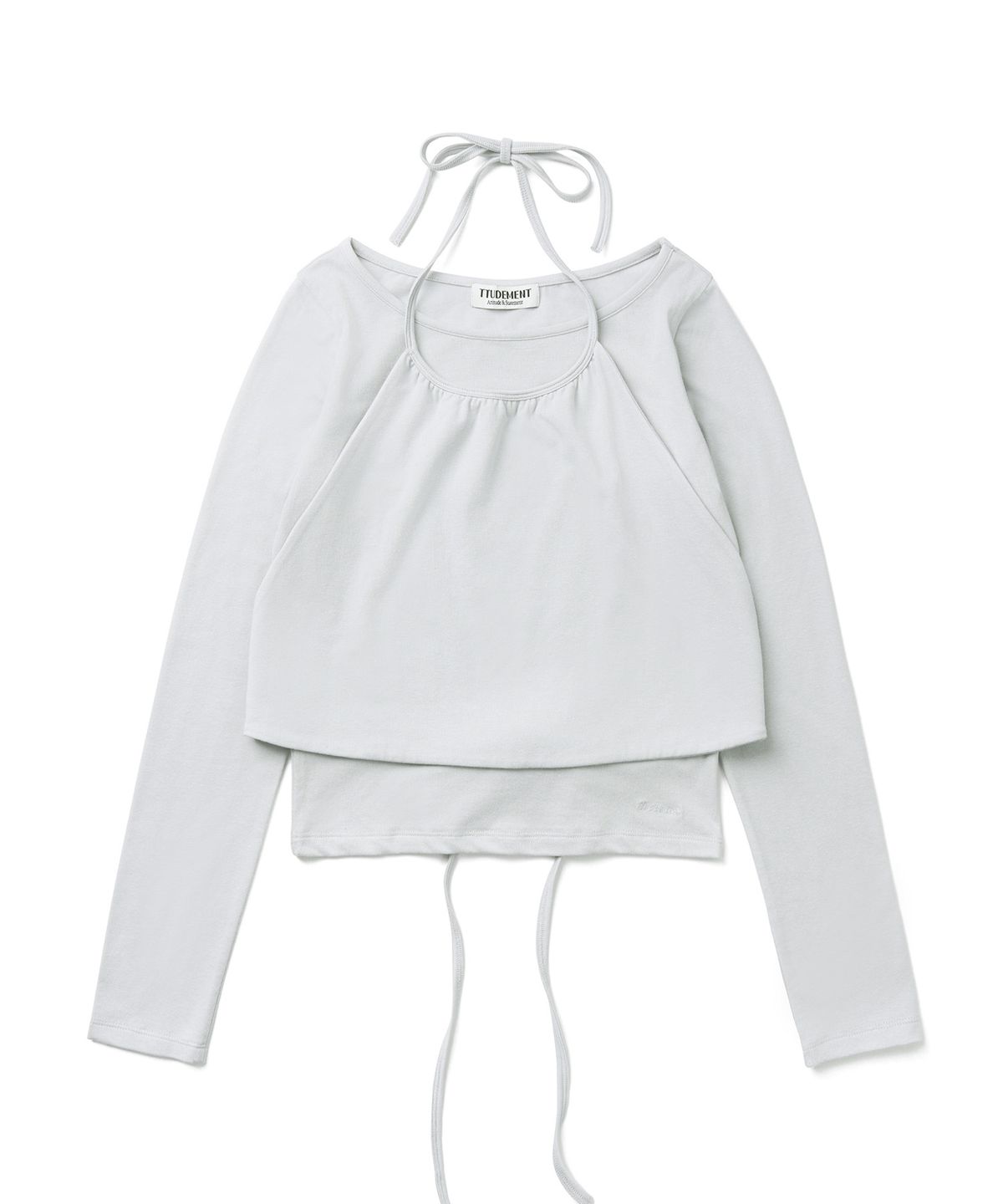 튜드먼트(TTUDEMENT) HALTER-NECK LAYERED T-SHIRT_LIGHT GREY