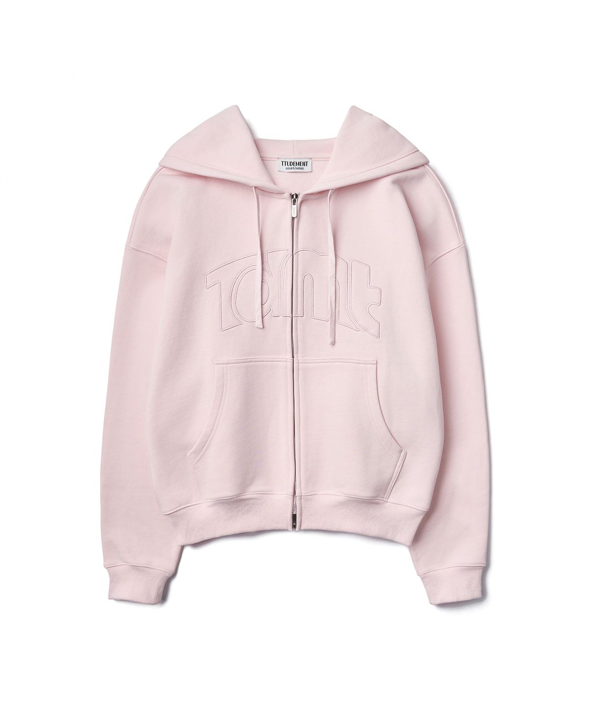 튜드먼트(TTUDEMENT) TT LOGO HOODED ZIP-UP_LIGHT PINK