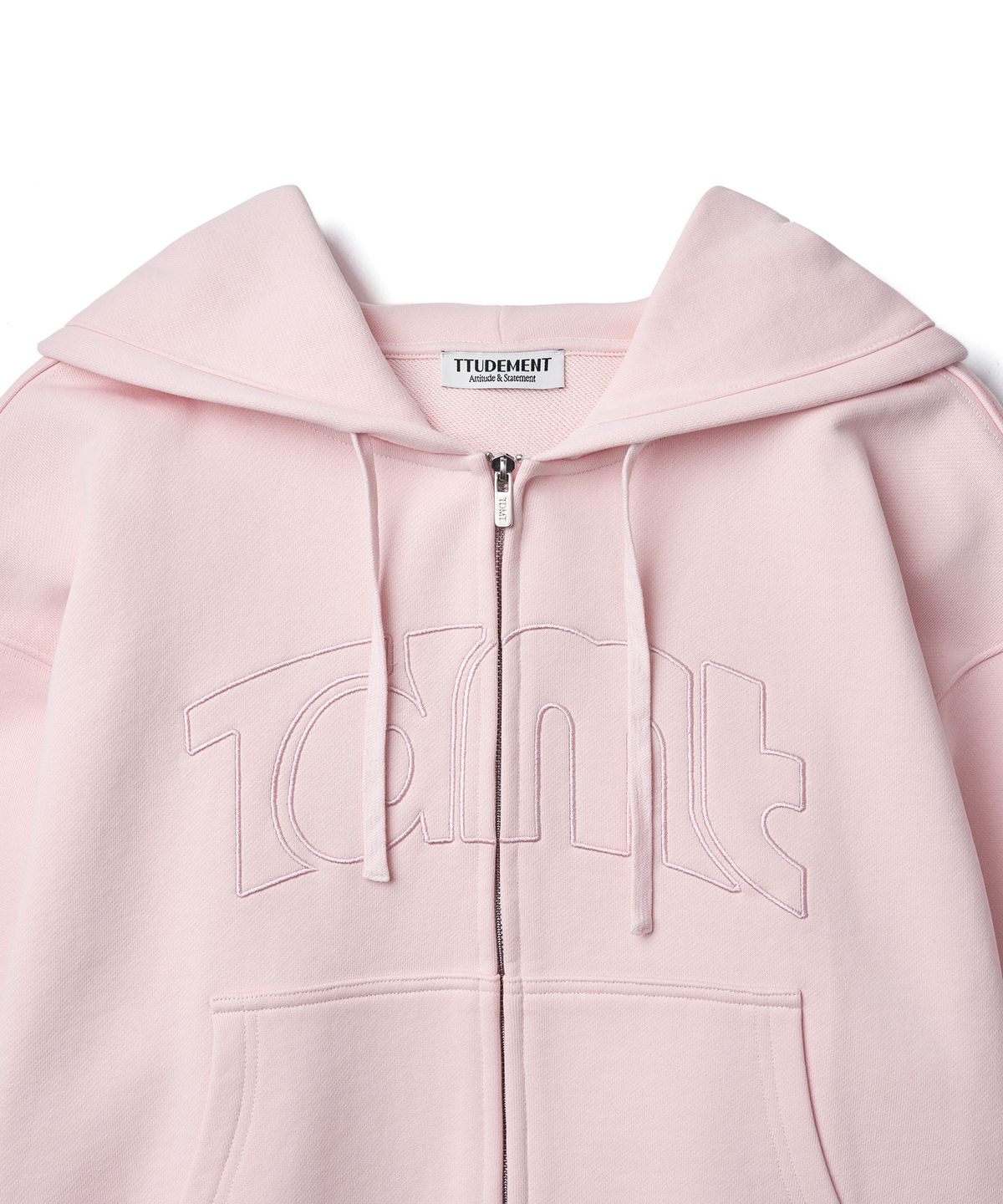 튜드먼트(TTUDEMENT) TT LOGO HOODED ZIP-UP_LIGHT PINK