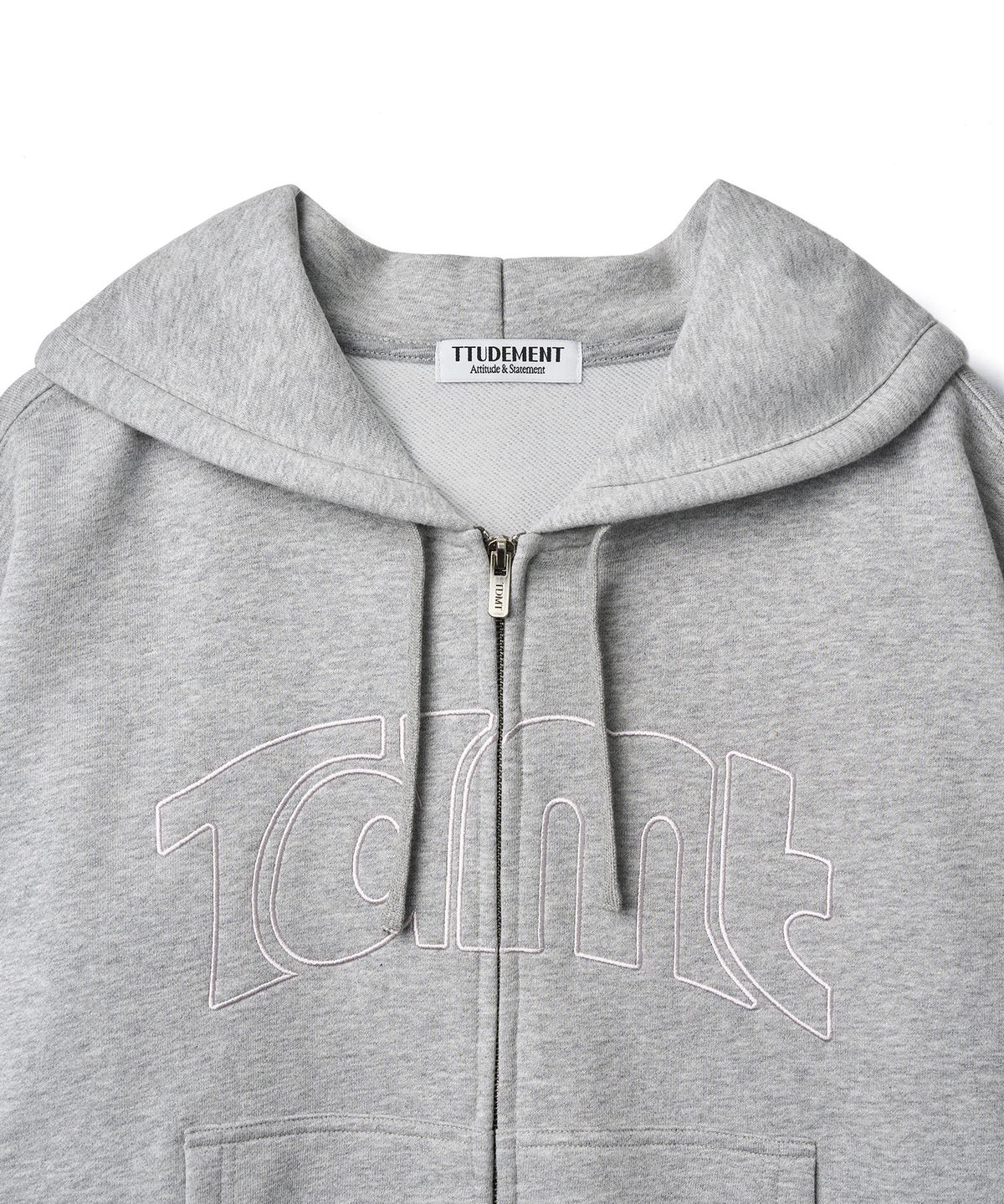 튜드먼트(TTUDEMENT) TT LOGO HOODED ZIP-UP_MELANGE GREY