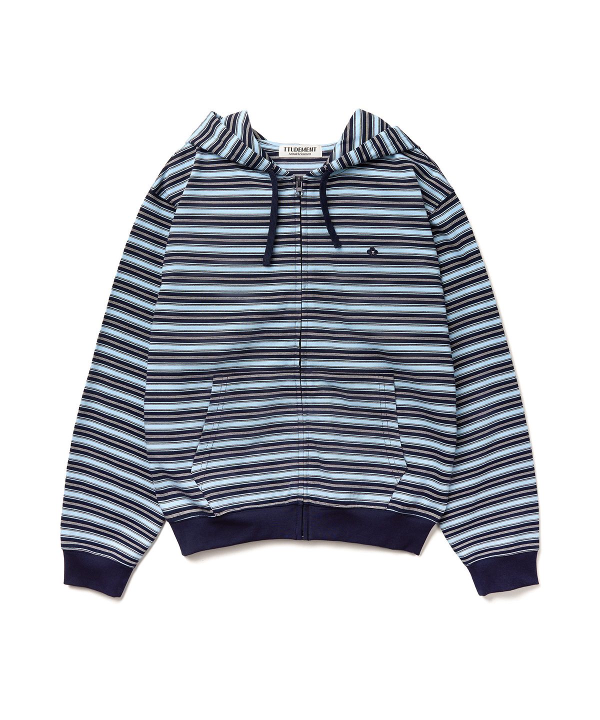 튜드먼트(TTUDEMENT) STRIPED CLOVER HOODED ZIP-UP BLUE STRIPE