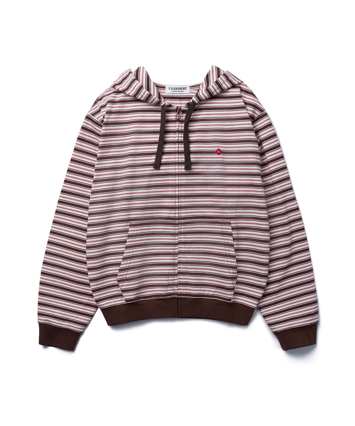 튜드먼트(TTUDEMENT) STRIPED CLOVER HOODED ZIP-UP_BROWN STRIPE