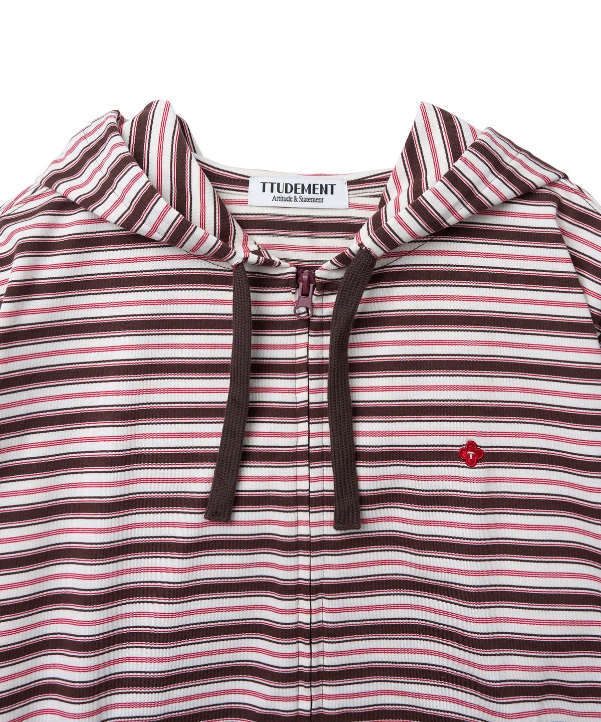 튜드먼트(TTUDEMENT) STRIPED CLOVER HOODED ZIP-UP_BROWN STRIPE
