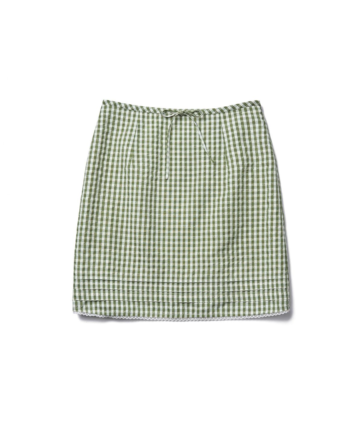 튜드먼트(TTUDEMENT) GINGHAM CHECK MIDI SKIRT_OLIVE