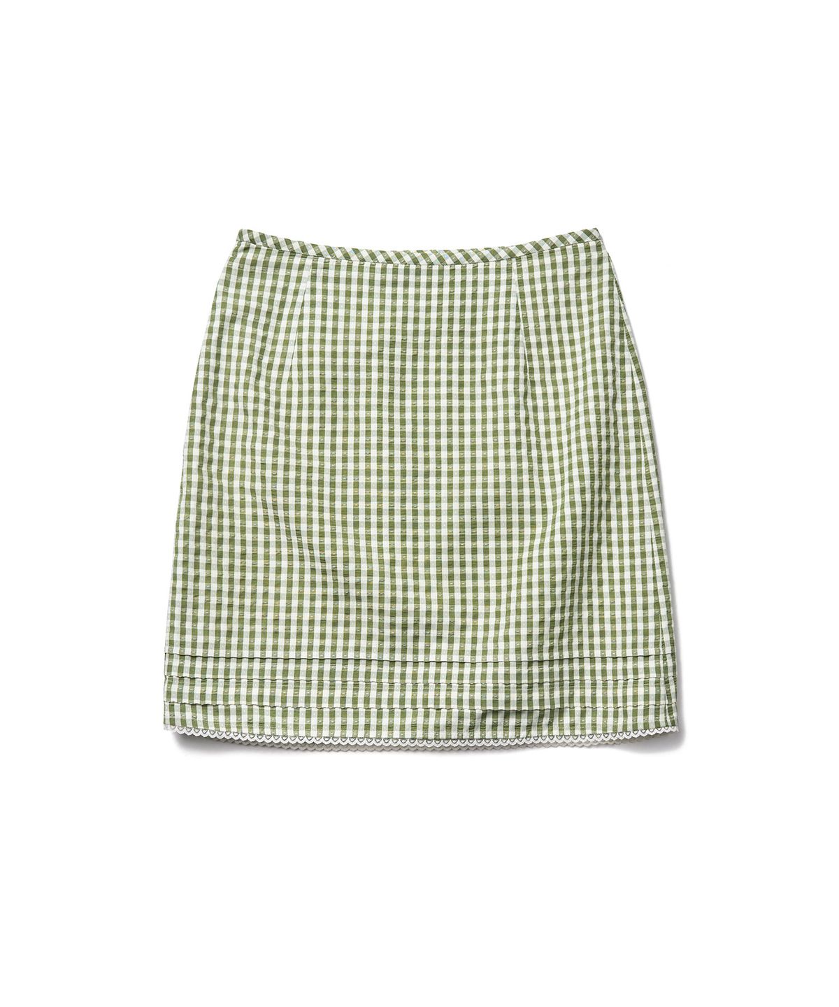 튜드먼트(TTUDEMENT) GINGHAM CHECK MIDI SKIRT_OLIVE