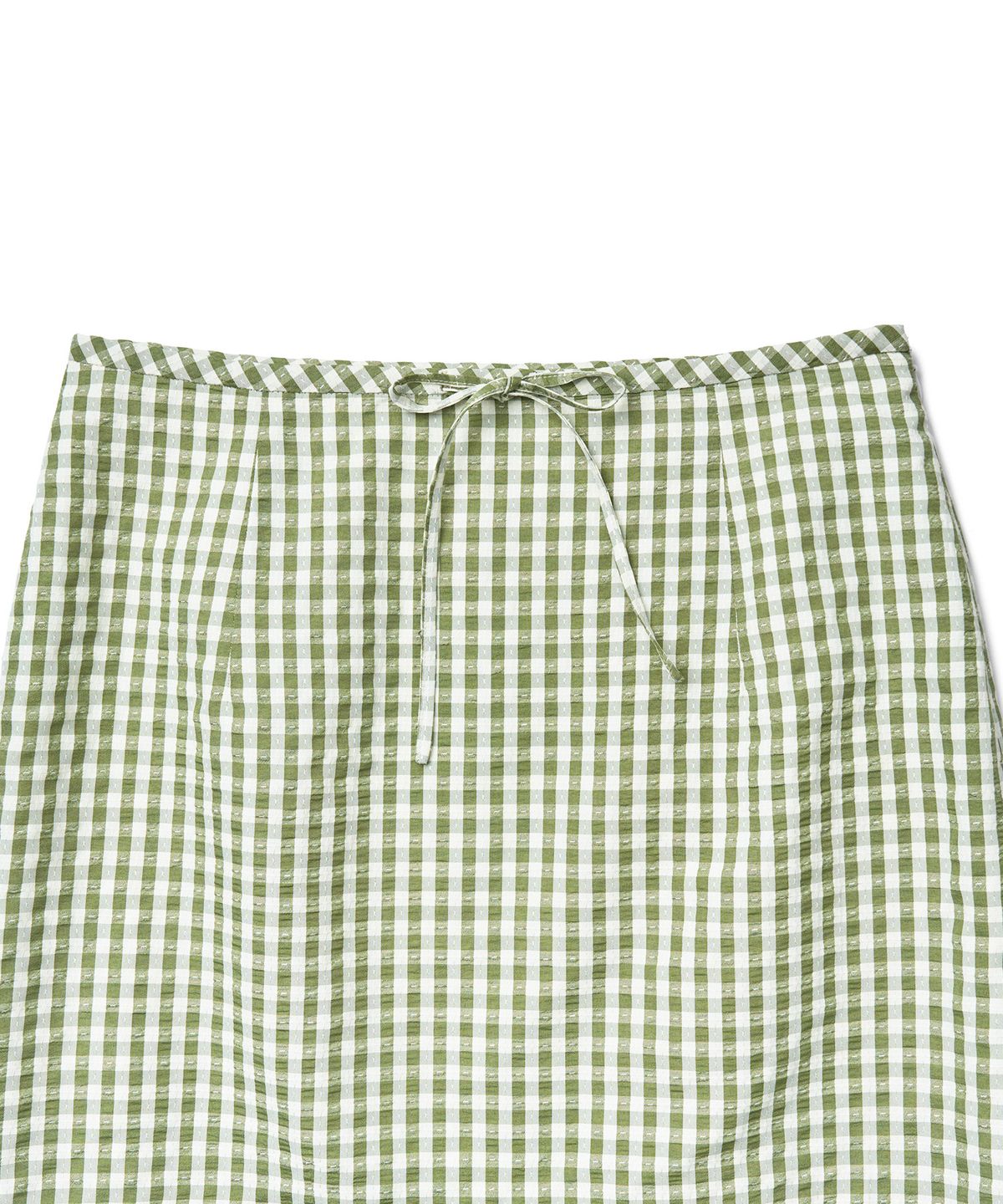 튜드먼트(TTUDEMENT) GINGHAM CHECK MIDI SKIRT_OLIVE