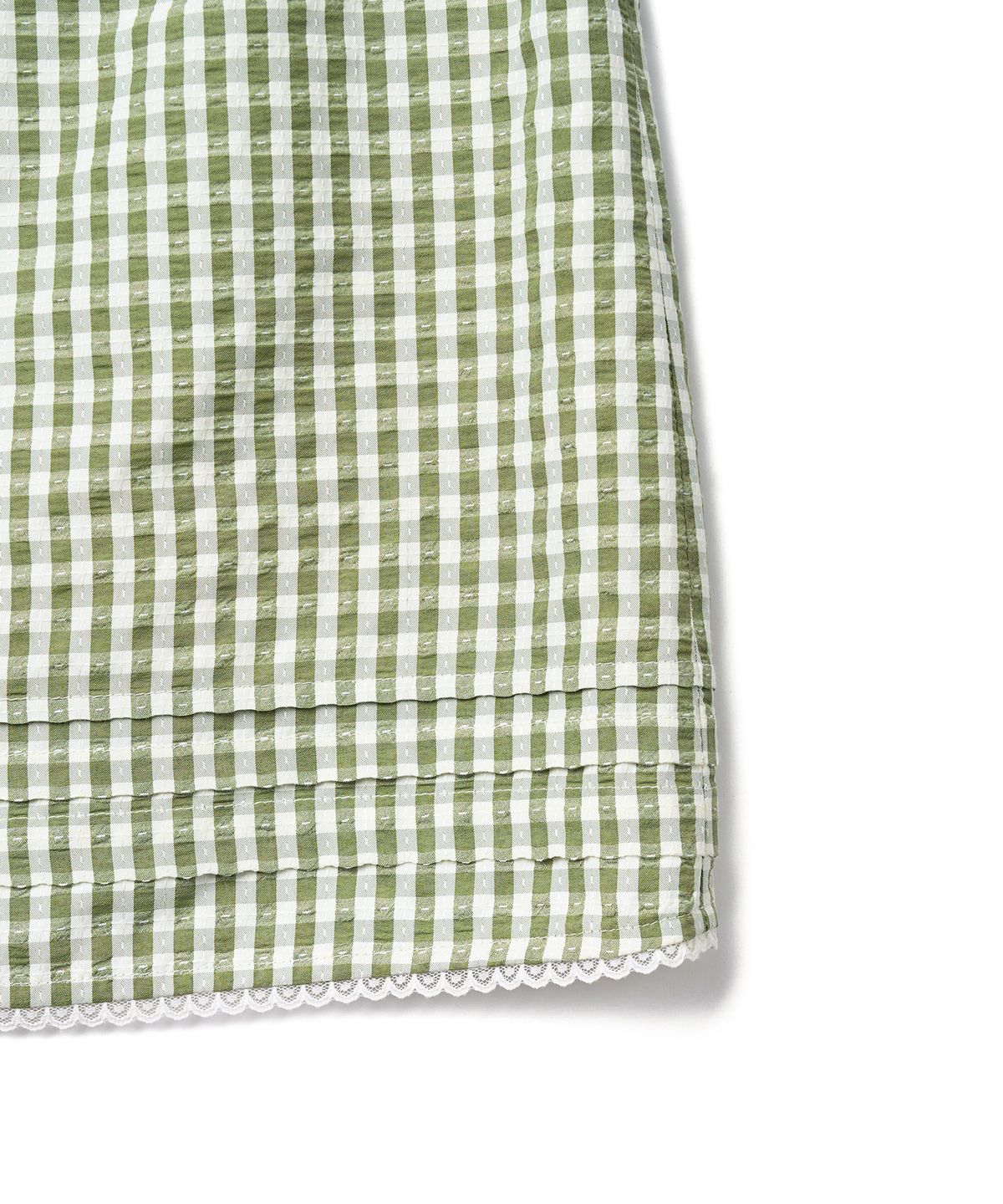 튜드먼트(TTUDEMENT) GINGHAM CHECK MIDI SKIRT_OLIVE
