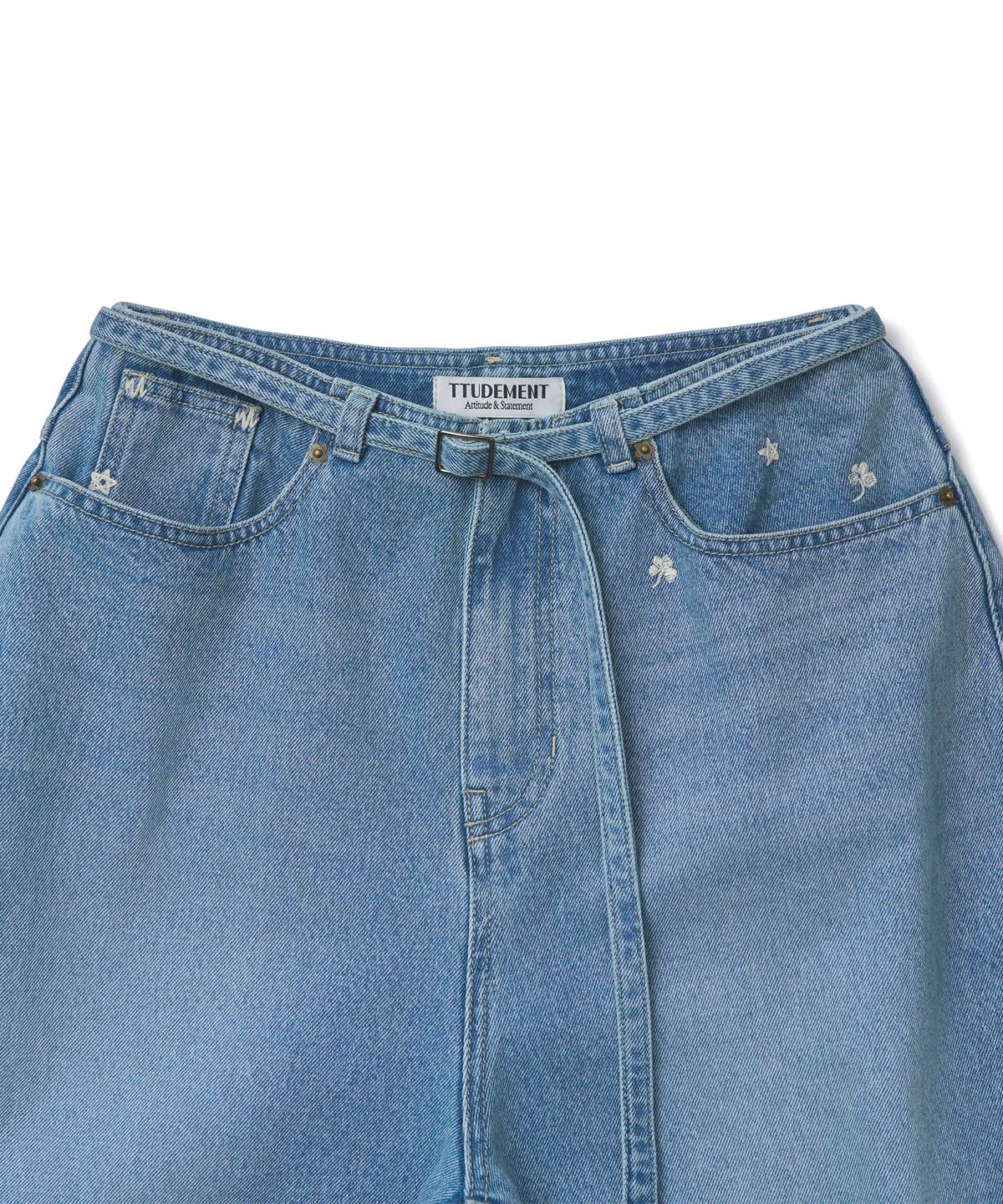 튜드먼트(TTUDEMENT) EMBROIDERED DENIM PANTS_LIGHT BLUE