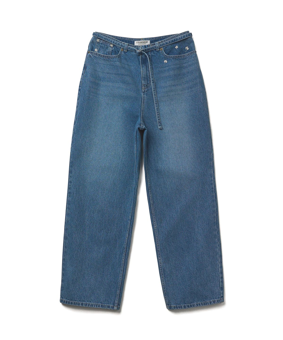 튜드먼트(TTUDEMENT) EMBROIDERED DENIM PANTS_MID BLUE