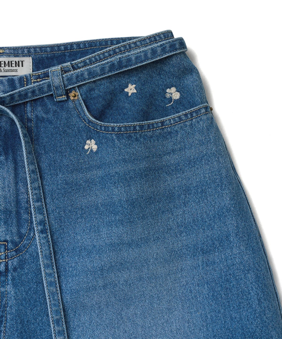 튜드먼트(TTUDEMENT) EMBROIDERED DENIM PANTS_MID BLUE