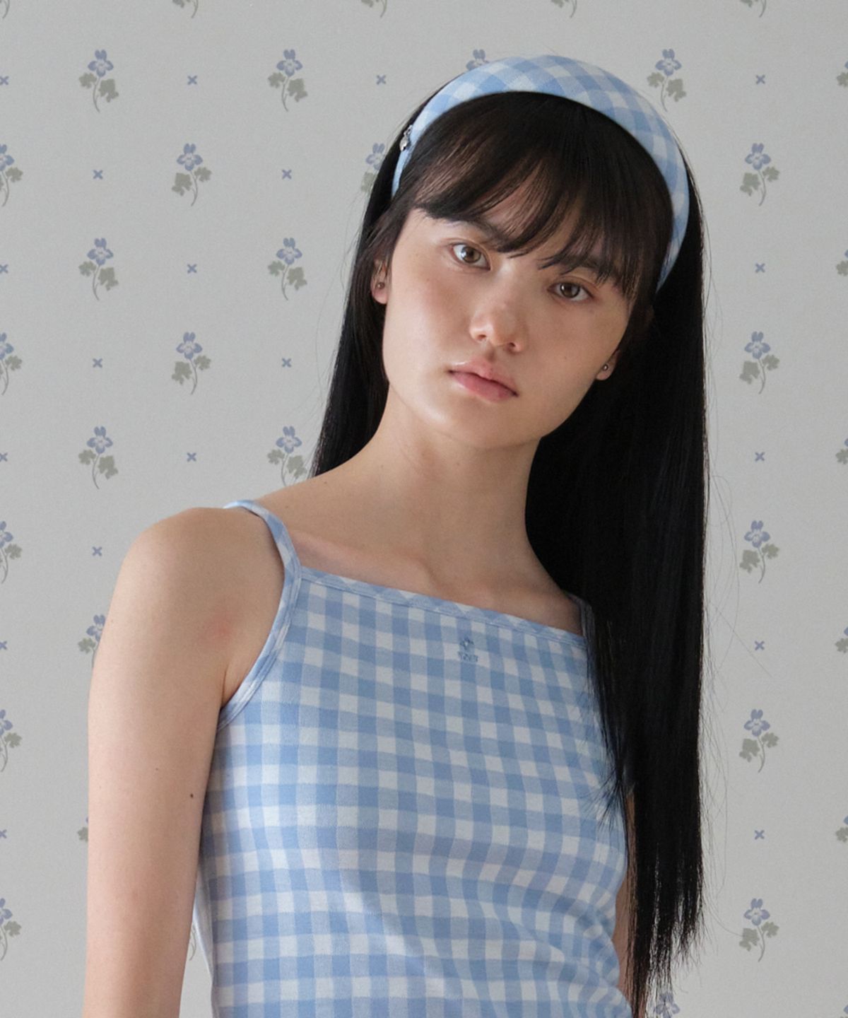 튜드먼트(TTUDEMENT) GINGHAM CHECK HAIR BAND_LIGHT BLUE