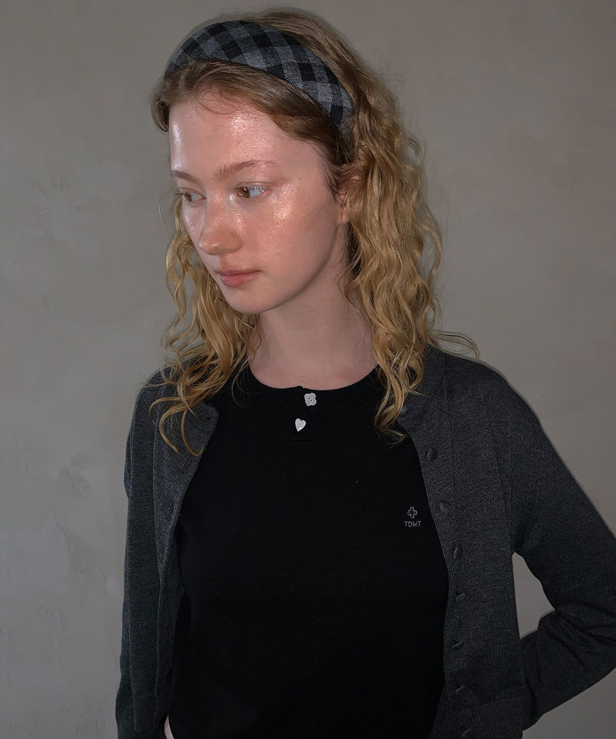 튜드먼트(TTUDEMENT) GINGHAM CHECK HAIR BAND_BLACK
