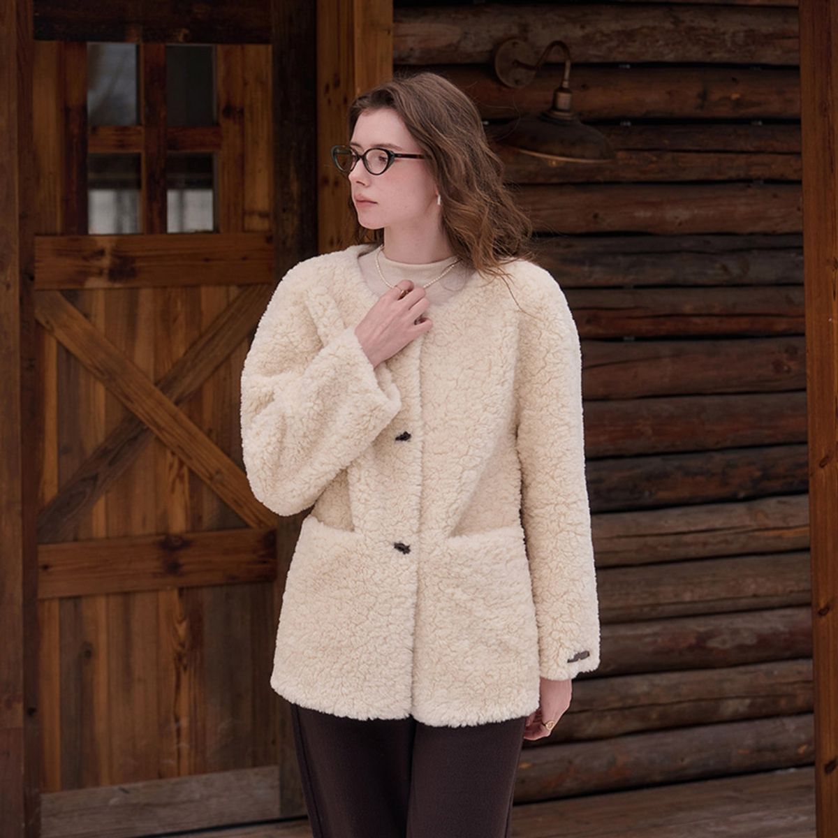 심플레트로(SIMPLE RETRO) SR_Hat fur integrated jacket_2color