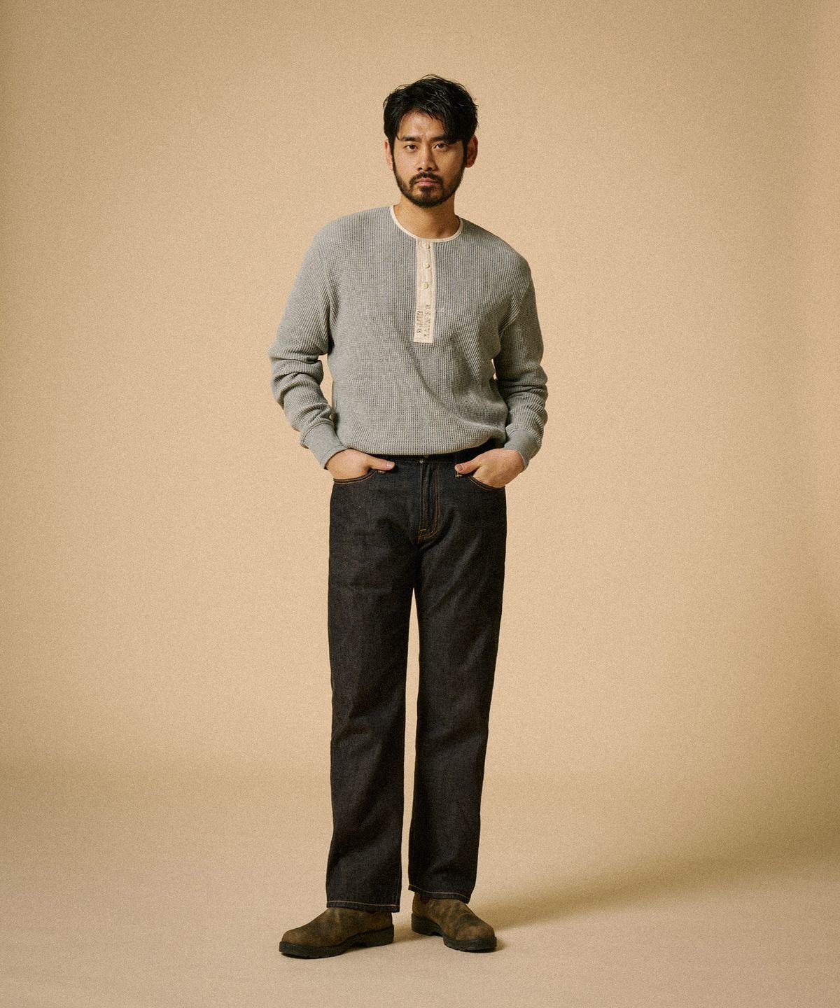 레드토네이도(RED TORNADO) USN Waffle Henley Shirt Grey