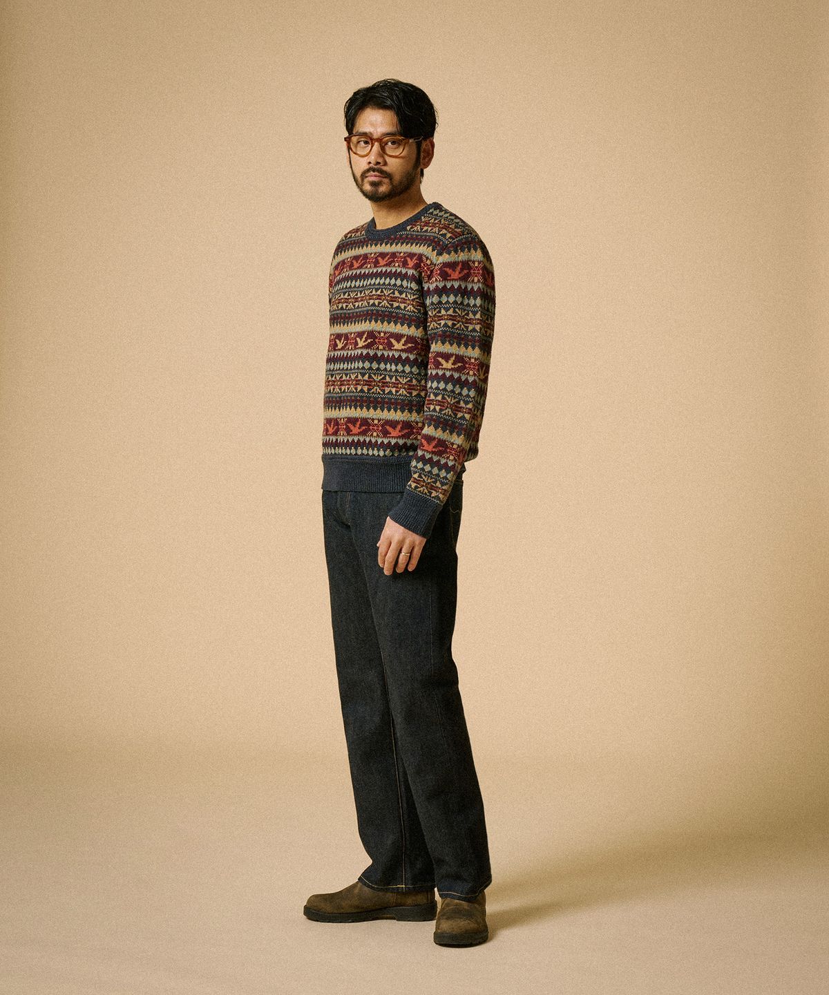 레드토네이도(RED TORNADO) Fair Isle Wool Knit Sweater Navy