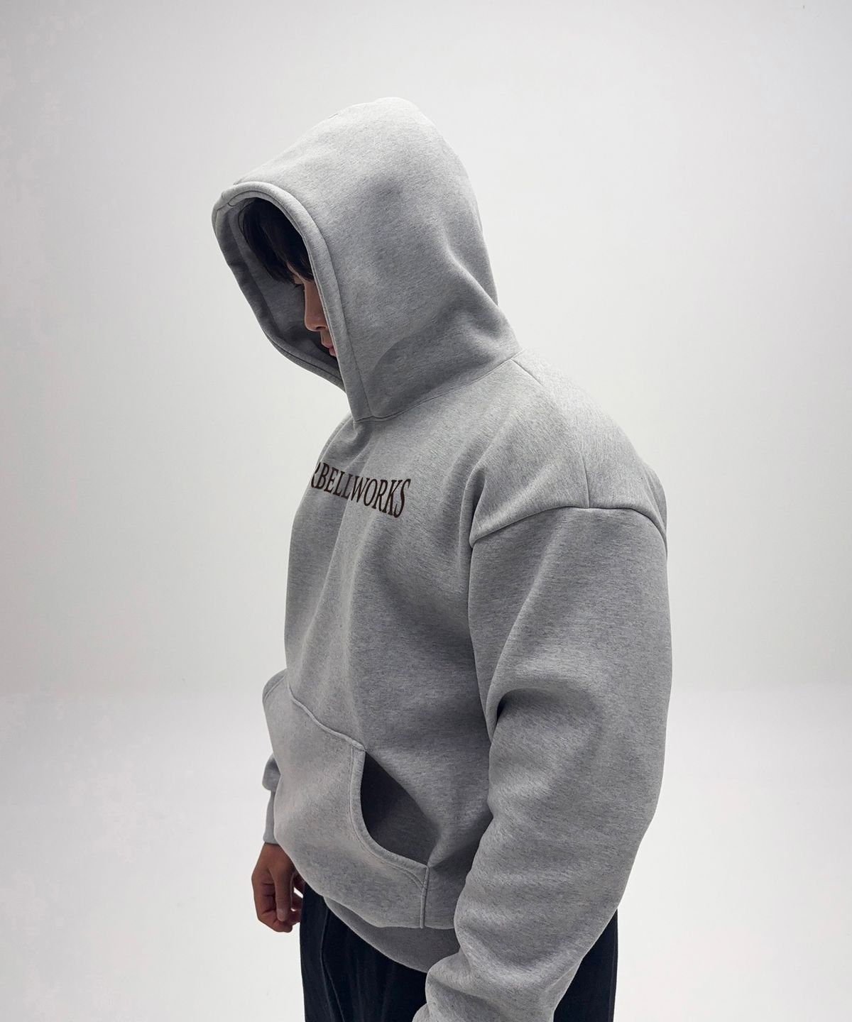 바벨웍스(BARBELLWORKS) 레터링 헤비고중량 이중지후드티셔츠